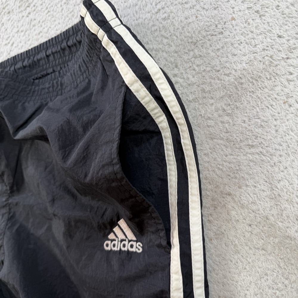 Vintage Adidas Windbreaker Pants Men Medium Black Gym Drawstring Zip Ankle Nylon - Picture 5 of 12